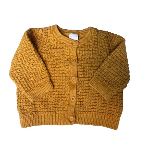 Hanna Andersson Other - Hanna Andersson Mustard Yellow Organic Cotton Button Sweater Long Sleeve 6-12 Mo